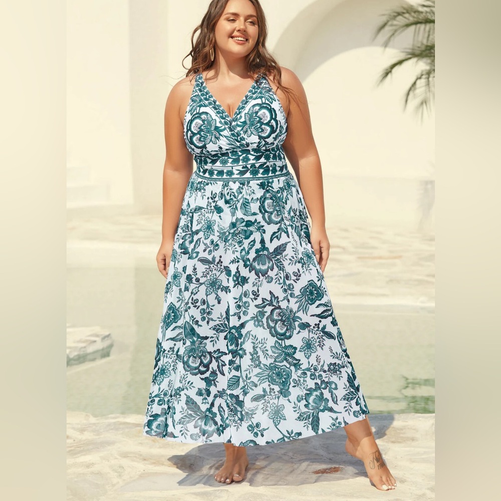 Floral One Piece Swimsuit with Matching Mesh Skirt